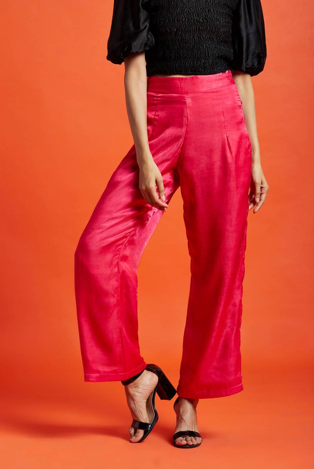 Gloria Fuchsia Pink Wide Leg Pants - QUERATED