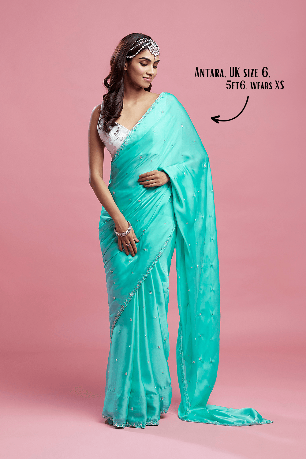 Turquoise Satin Saree - QUERATED