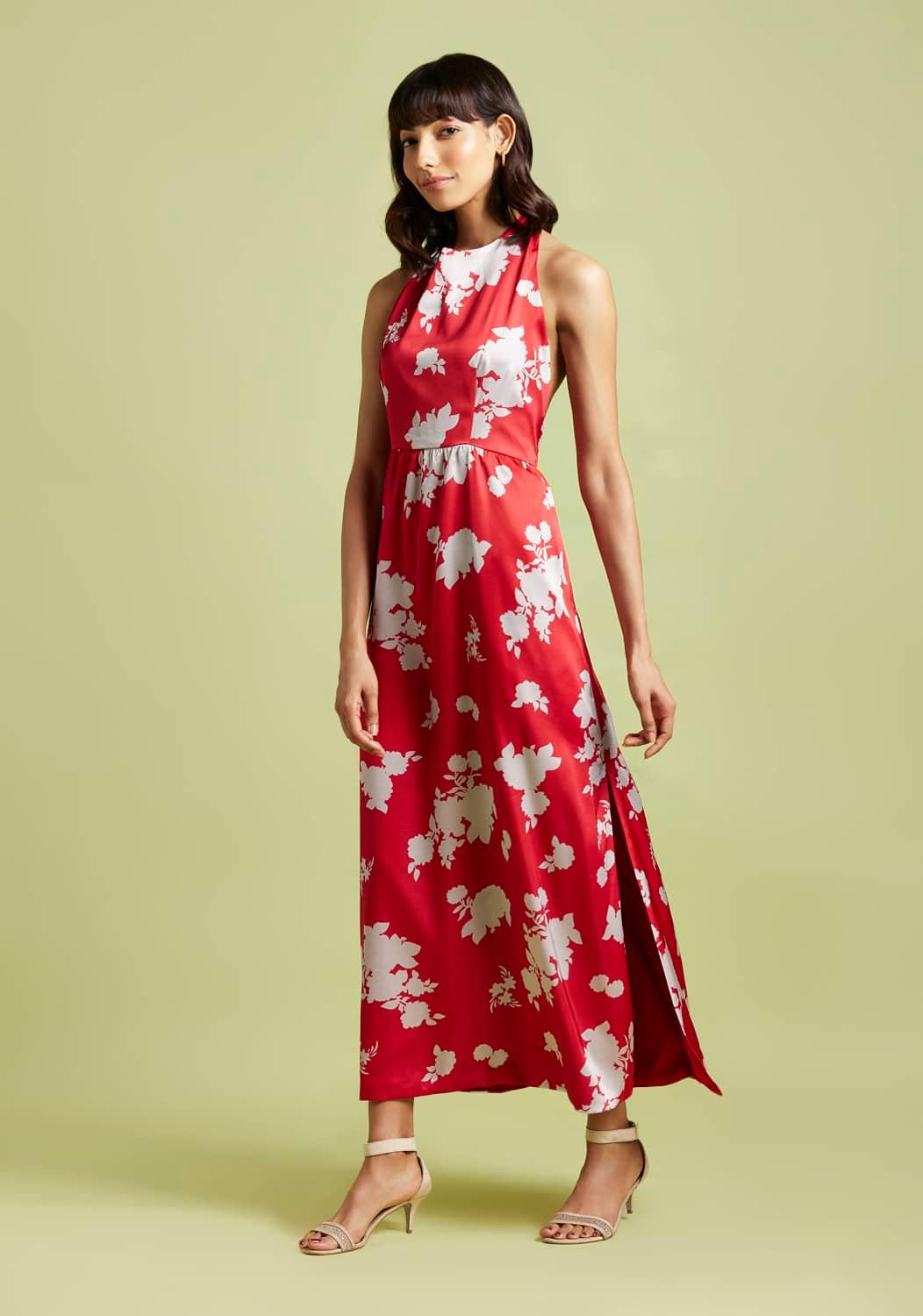 Angelina Printed Halter Maxi Dress - QUERATED