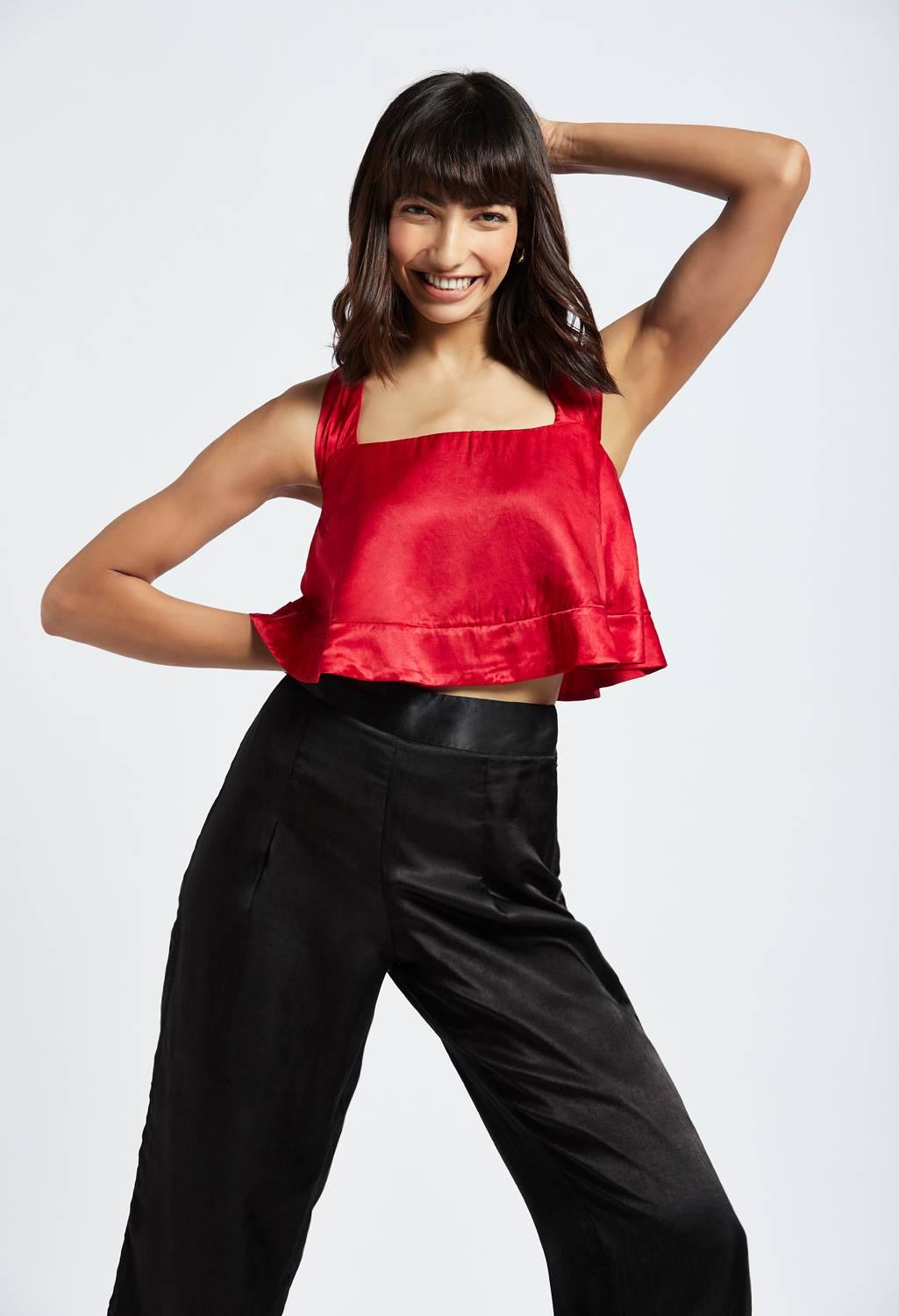 Fia Scarlet Red Swing Crop Top - QUERATED