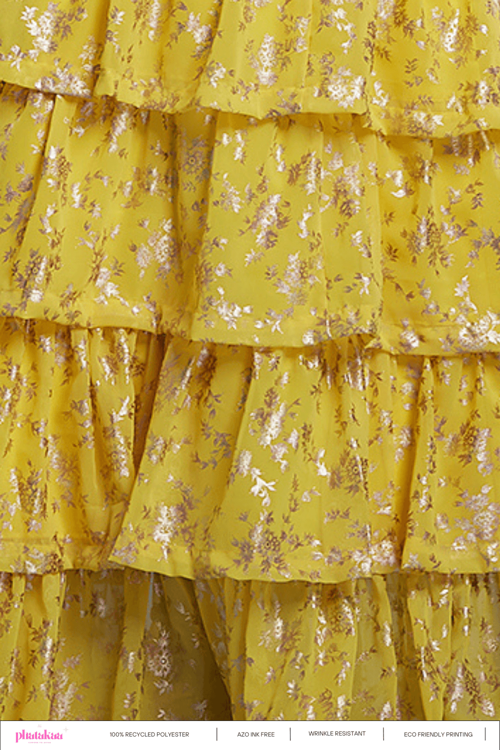 Yellow Full Sleeve Ruffle Lehenga Set - QUERATED