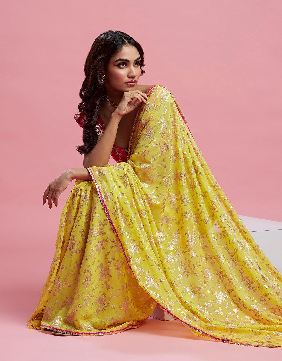 Yellow Barfi Saree - QUERATED