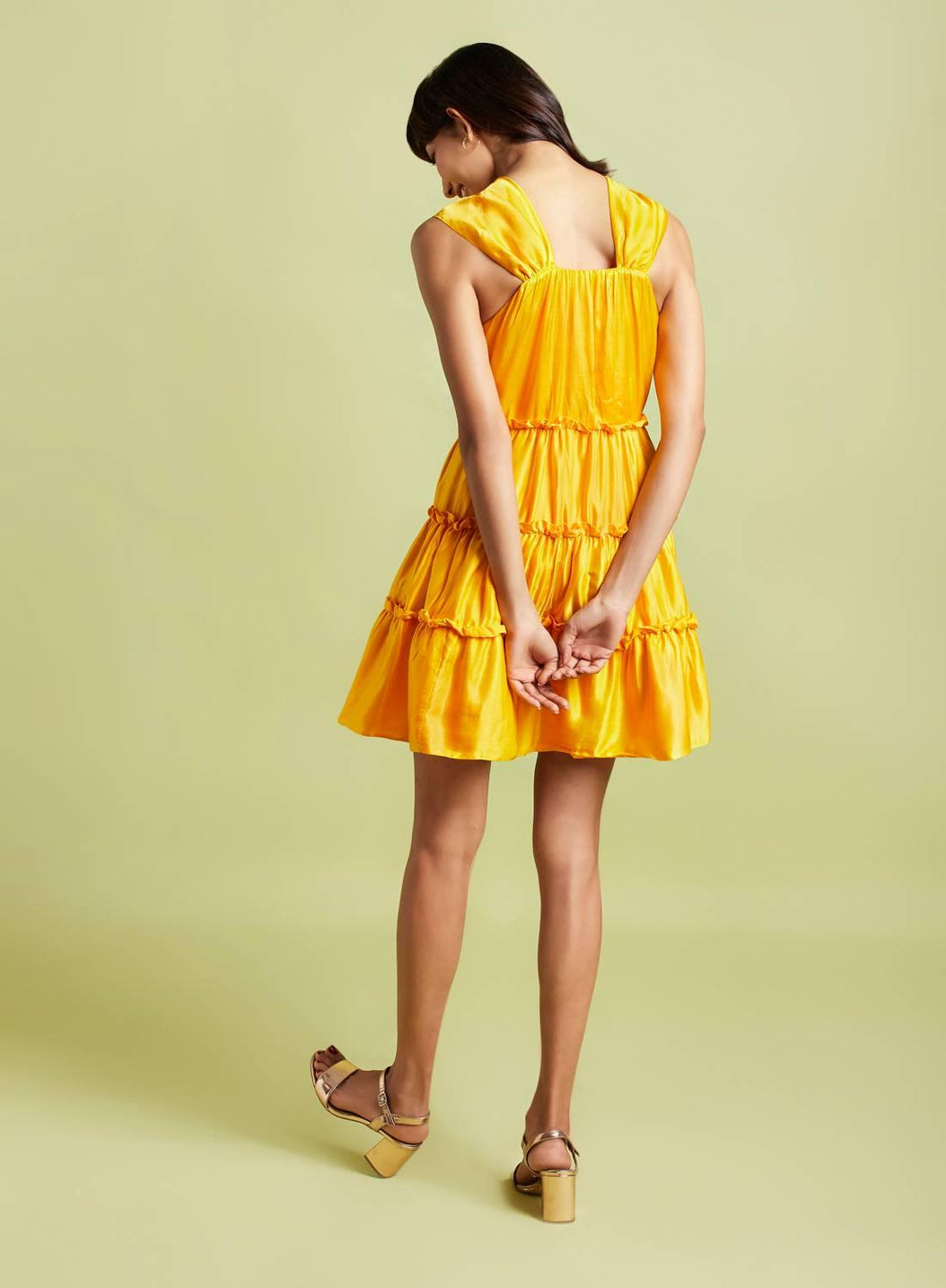 Noemia Spicy Mustard Mini Tiered Dress