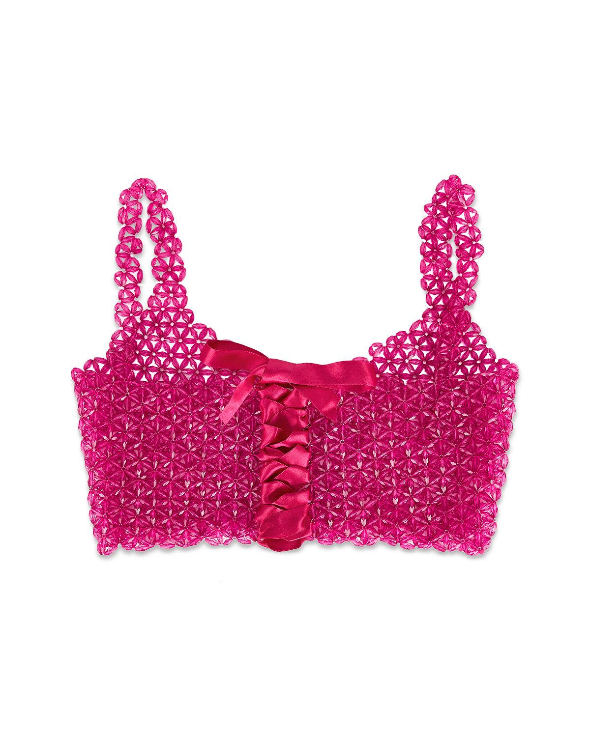 Hazel Beaded Fuchsia Pink Top - QUERATED