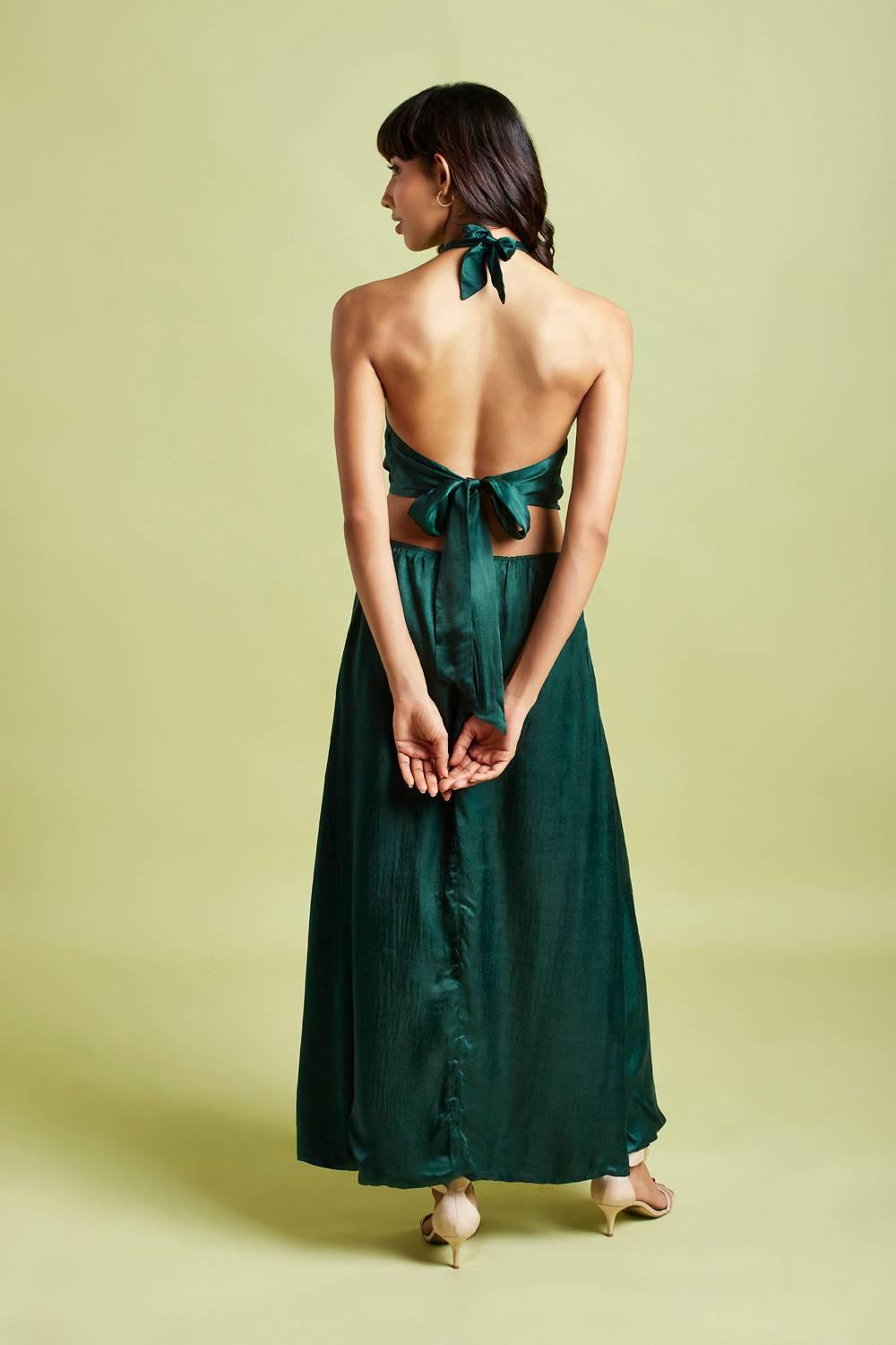 Lina Emerald Green Backless Dress