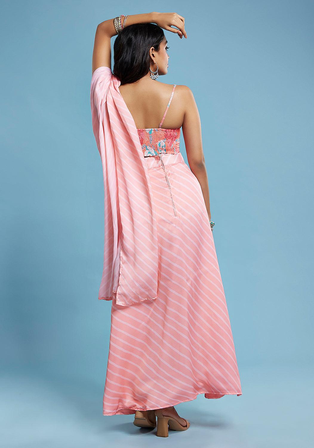 Leheriya Pre-Draped Saree Set - QUERATED