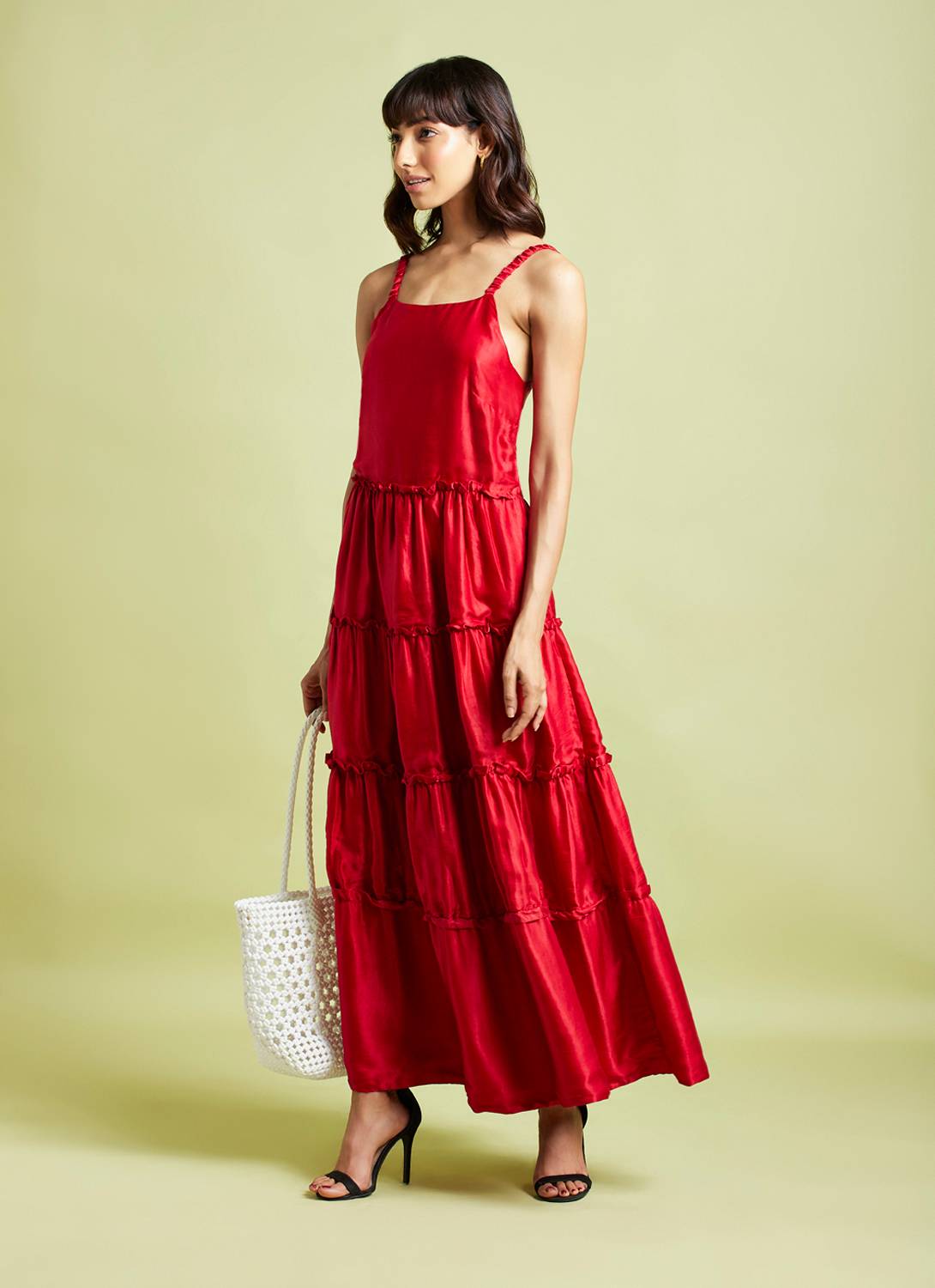 Lara Scarlet Red Tiered Maxi Dress - QUERATED