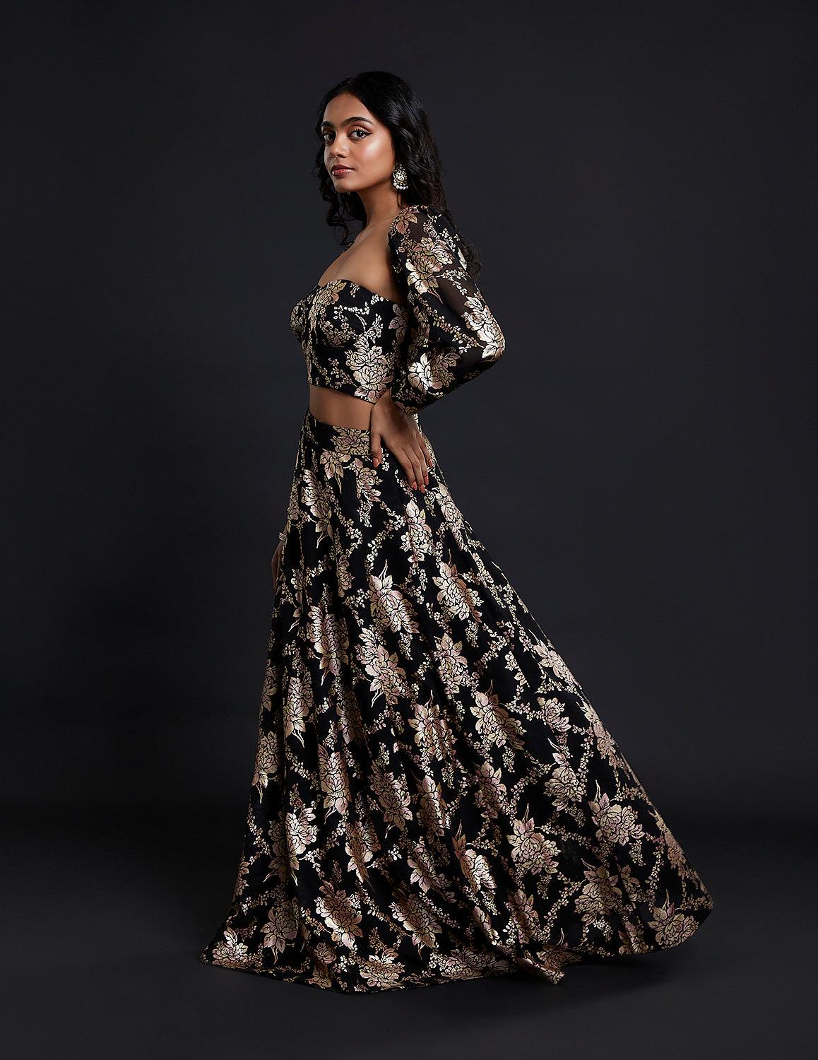 Black Corset Lehenga Set - QUERATED