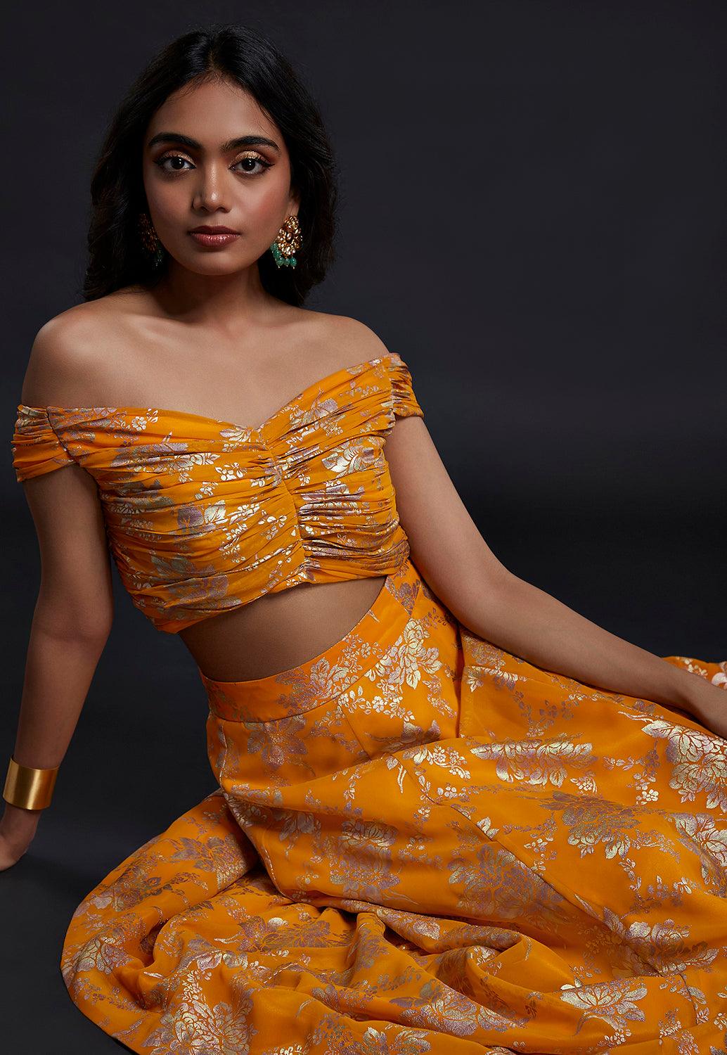 Mango Off-Shoulder Lehenga Set - QUERATED