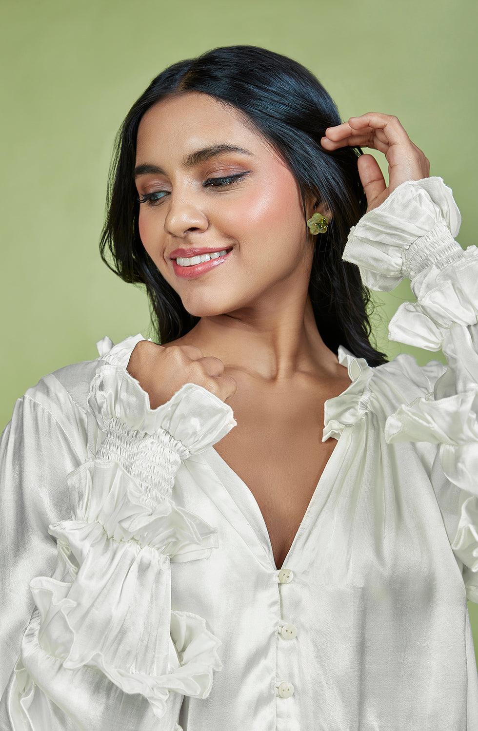 Ivory Gajji Silk Top - QUERATED