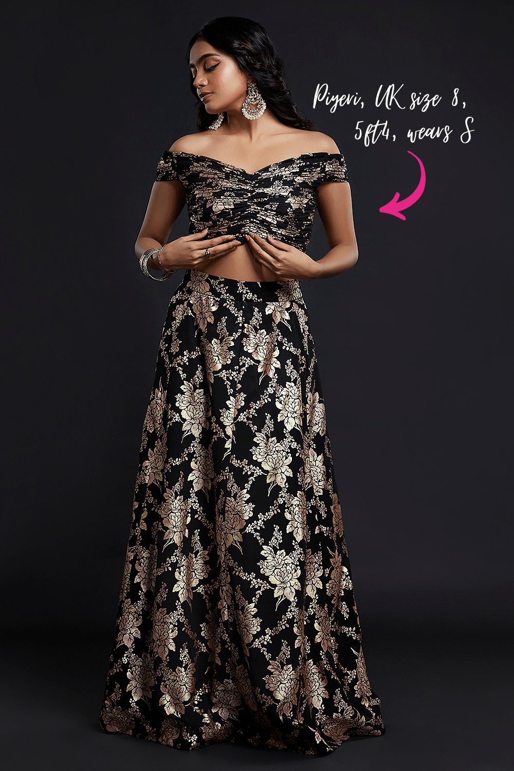 Black Off-Shoulder Lehenga Set - QUERATED