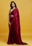 Maroon Cocktail Saree - QUERATED