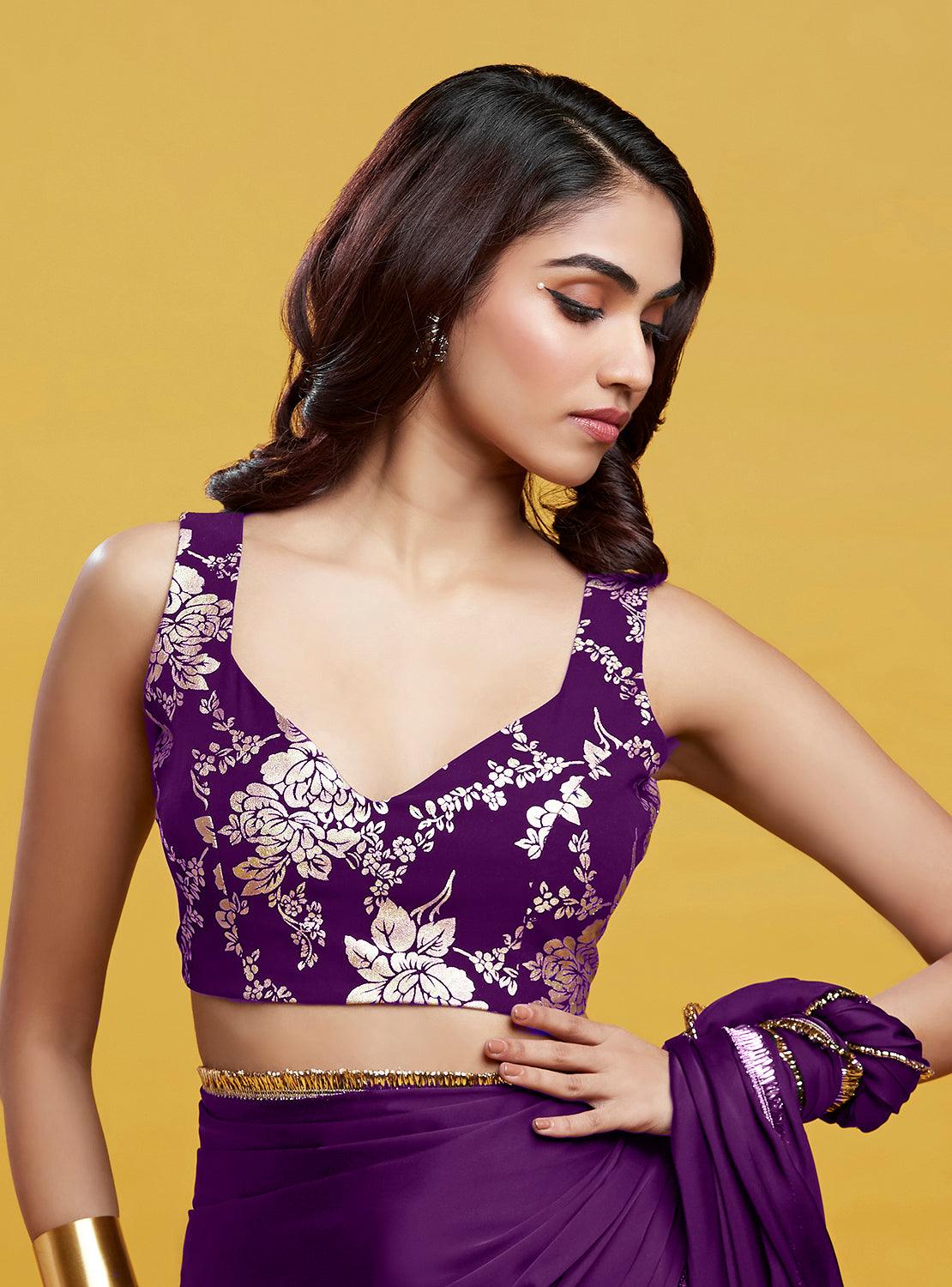 Purple Cocktail Saree - QUERATED