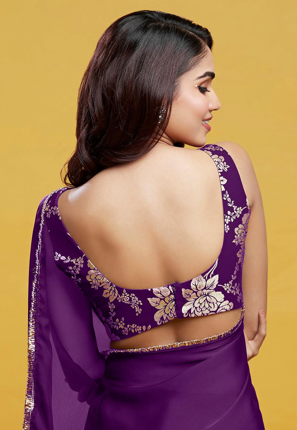 Purple Cocktail Saree - QUERATED