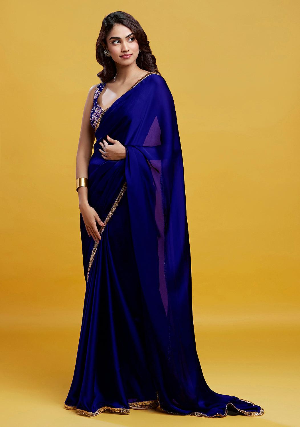 Electric Blue Cocktail Saree - QUERATED