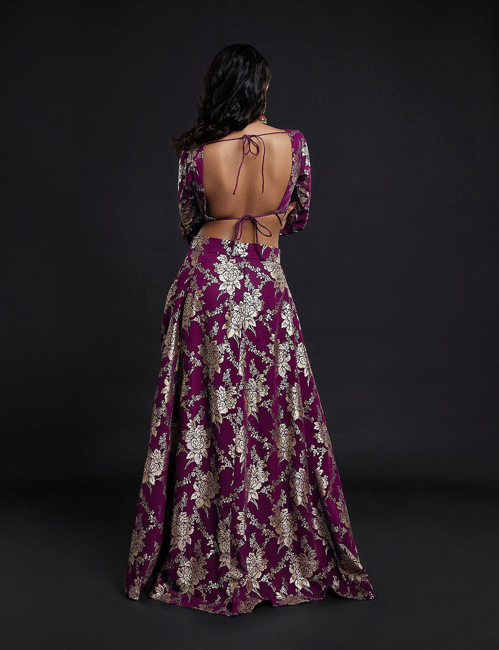 Maroon Backless Vark Lehenga Set