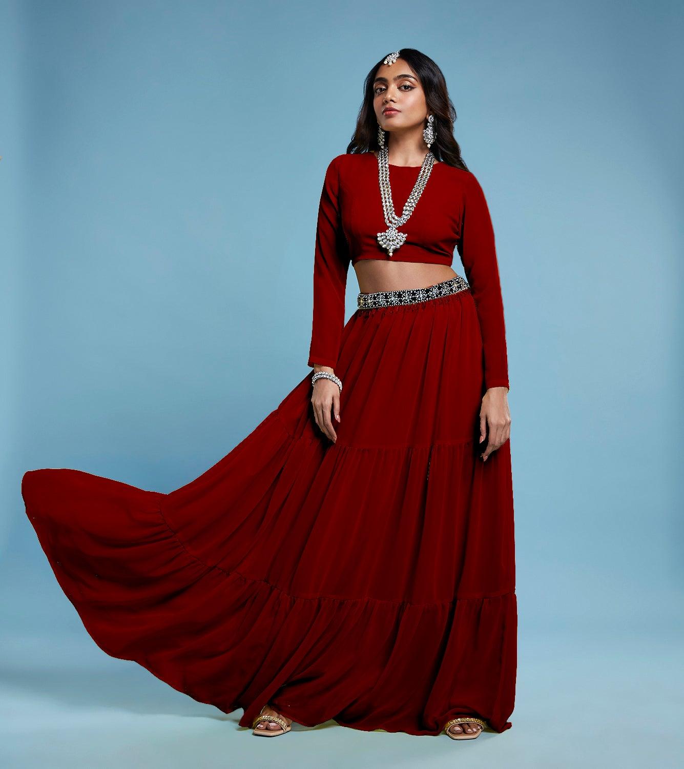 Maroon Lehenga Set - QUERATED