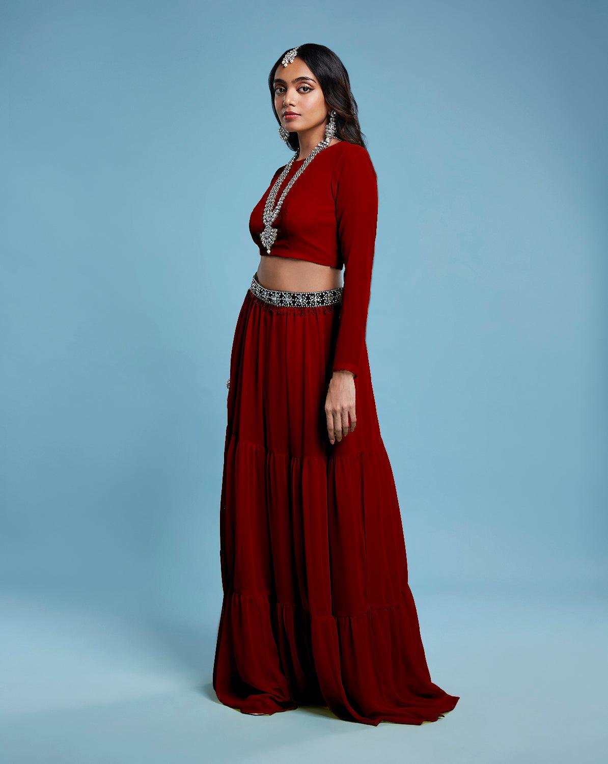 Maroon Lehenga Set - QUERATED